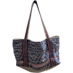💙 Tribal‑Print Fabric Tote Bag